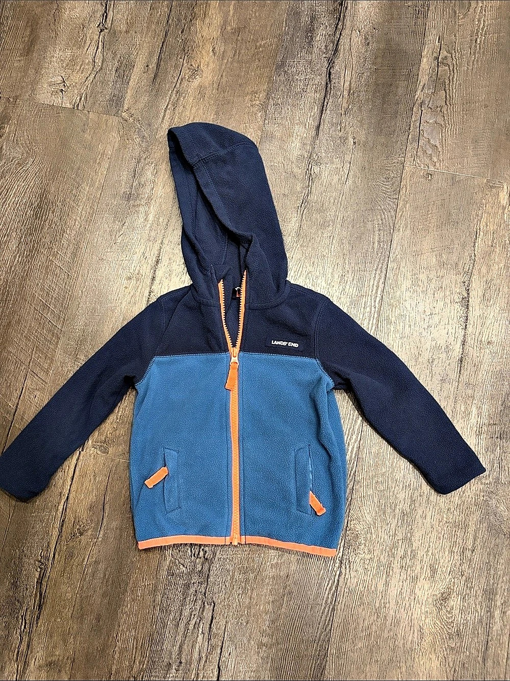 Lands' End Kids Full-Zip Fleece Hooded Jacket Blue